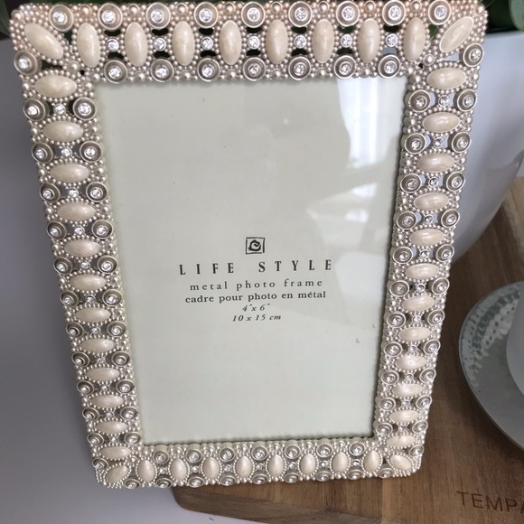 Frame Photo Picture White Metal 4 x 6 in, Beads & Stones, new - Picture 5 of 5
